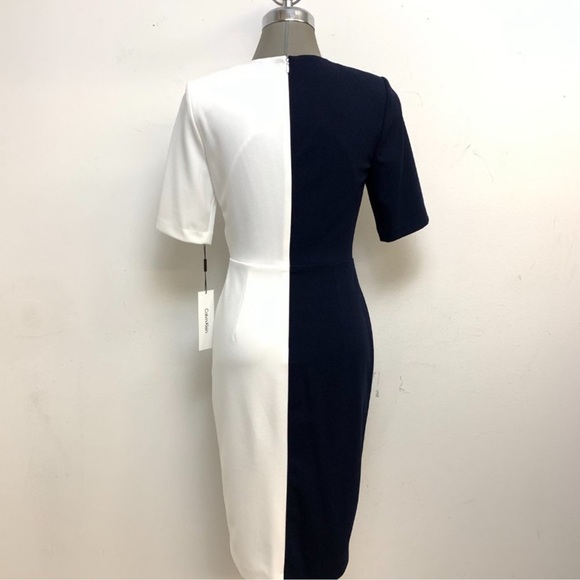 Calvin Klein Black Elegant White Tie Dress - Picture 6 of 7